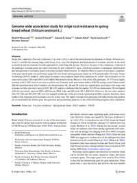 Genome wide association study for stripe rust resistance in spring bread wheat (Triticum aestivum L.) Genome wide association study for stripe rust resistance in spring bread wheat (Triticum aestivum L.)