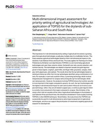 Multi-dimensional impact assessment for priority setting of agricultural technologies: An application of TOPSIS for the drylands of sub-Saharan Africa and South Asia Multi-dimensional impact assessment for priority setting of agricultural technologies: An application of TOPSIS for the drylands of sub-Saharan Africa and South Asia