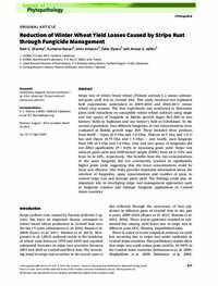 Reduction of Winter Wheat Yield Losses Caused by Stripe Rust through Fungicide Management Reduction of Winter Wheat Yield Losses Caused by Stripe Rust through Fungicide Management