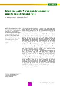 Tannin free lentils: A promising development for specialty use and increased value Tannin free lentils: A promising development for specialty use and increased value