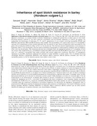 Inheritance of spot blotch resistance in barley (Hordeum vulgare L.)