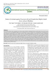 Source of resistant against Fusarium wilt and Stemphylium blight in lentil (Lens culinaris Medikus). Source of resistant against Fusarium wilt and Stemphylium blight in lentil (Lens culinaris Medikus).