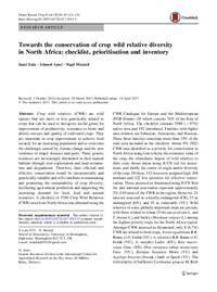 Towards the conservation of crop wild relative diversity in North Africa: checklist, prioritisation and inventory Towards the conservation of crop wild relative diversity in North Africa: checklist, prioritisation and inventory