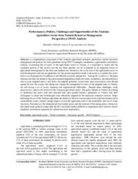 Performances, Policies, Challenges and Opportunities of the Tunisian Agriculture Sector from Natural Resources Management Perspective a SWOT Analysis Performances, Policies, Challenges and Opportunities of the Tunisian Agriculture Sector from Natural Resources Management Perspective a SWOT Analysis