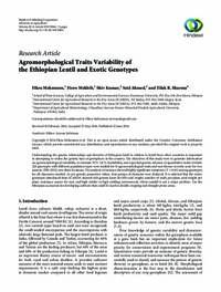 Agromorphological Traits Variability of the Ethiopian Lentil and Exotic Genotypes Agromorphological Traits Variability of the Ethiopian Lentil and Exotic Genotypes