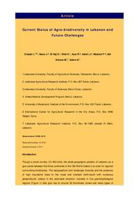 Current Status of Agro-biodiversity in Lebanon and Future Challenges Current Status of Agro-biodiversity in Lebanon and Future Challenges