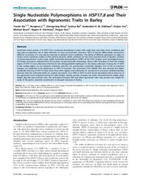 Single Nucleotide Polymorphisms in HSP17.8 and Their Association with Agronomic Traits in Barley Single Nucleotide Polymorphisms in HSP17.8 and Their Association with Agronomic Traits in Barley