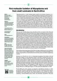 First molecular isolation of Mycoplasma ovis from small ruminants in North Africa First molecular isolation of Mycoplasma ovis from small ruminants in North Africa