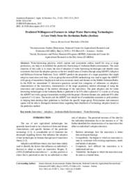 Predicted Willingness of Farmers to Adopt Water Harvesting Technologies: A Case Study from the Jordanian Badia (Jordan) Predicted Willingness of Farmers to Adopt Water Harvesting Technologies: A Case Study from the Jordanian Badia (Jordan)
