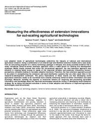 Measuring the effectiveness of extension innovations for out-scaling agricultural technologies Measuring the effectiveness of extension innovations for out-scaling agricultural technologies