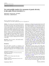 New microsatellite markers for assessment of genetic diversity in date palm (Phoenix dactylifera L.) New microsatellite markers for assessment of genetic diversity in date palm (Phoenix dactylifera L.)