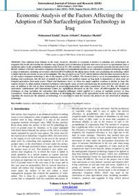 Economic Analysis of the Factors Affecting the Adoption of Sub Surface Irrigation Technology in Iraq