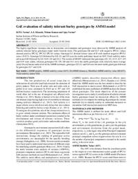 GxE evaluation of salinity tolerant barley genotypes by AMMI model GxE evaluation of salinity tolerant barley genotypes by AMMI model
