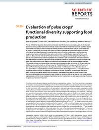 Evaluation of pulse crops’ functional diversity supporting food production Evaluation of pulse crops’ functional diversity supporting food production