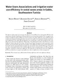 Water Users Associations and irrigation water use efficiency in costal oases areas in Gabès, Southeastern Tunisia Water Users Associations and irrigation water use efficiency in costal oases areas in Gabès, Southeastern Tunisia