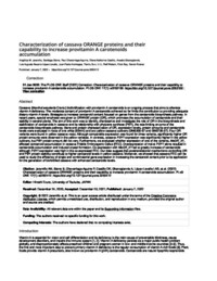 Characterization of cassava ORANGE proteins and their capability to increase provitamin A carotenoids accumulation Characterization of cassava ORANGE proteins and their capability to increase provitamin A carotenoids accumulation