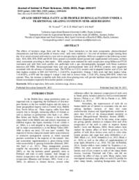 Awassi Sheep Milk Fatty Acid Profile during lactation under a traditional grazing system in semi-arid regions Awassi Sheep Milk Fatty Acid Profile during lactation under a traditional grazing system in semi-arid regions