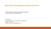 Rainwater harvesting in dry environments Rainwater harvesting in dry environments