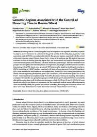 Genomic Regions Associated with the Control of Flowering Time in Durum Wheat Genomic Regions Associated with the Control of Flowering Time in Durum Wheat