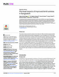 Plot-level impacts of improved lentil varieties in Bangladesh Plot-level impacts of improved lentil varieties in Bangladesh