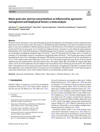 Maize-grain zinc and iron concentrations as influenced by agronomic  management and biophysical factors: a meta-analysis  Maize-grain zinc and iron concentrations as influenced by agronomic  management and biophysical factors: a meta-analysis