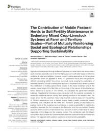 The Contribution of Mobile Pastoral Herds to Soil Fertility Maintenance in Sedentary Mixed Crop-Livestock Systems at Farm and Territory Scales—Part of Mutually Reinforcing Social and Ecological Relationships Supporting Sustainability The Contribution of Mobile Pastoral Herds to Soil Fertility Maintenance in Sedentary Mixed Crop-Livestock Systems at Farm and Territory Scales—Part of Mutually Reinforcing Social and Ecological Relationships Supporting Sustainability