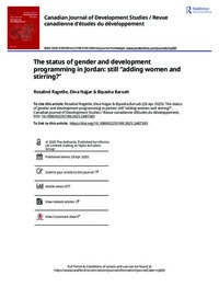 The status of gender and development programming in Jordan: still “adding women and stirring?” The status of gender and development programming in Jordan: still “adding women and stirring?”