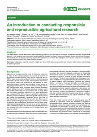 An introduction to conducting responsible and reproducible agricultural research An introduction to conducting responsible and reproducible agricultural research