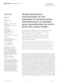 Morpho-biochemical characterization of a RIL population for seed parameters and identification of candidate genes regulating seed size trait in lentil (Lens culinaris Medik.) Morpho-biochemical characterization of a RIL population for seed parameters and identification of candidate genes regulating seed size trait in lentil (Lens culinaris Medik.)