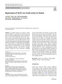 Registration of ‘Krib’ new lentil variety in Tunisia Registration of ‘Krib’ new lentil variety in Tunisia