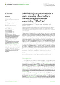 Methodological guidelines for a rapid appraisal of agricultural innovation systems under agroecology (RAAIS-AE) Methodological guidelines for a rapid appraisal of agricultural innovation systems under agroecology (RAAIS-AE)