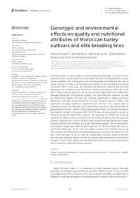 Genotypic and environmental effects on quality and nutritional attributes of Moroccan barley cultivars and elite breeding lines Genotypic and environmental effects on quality and nutritional attributes of Moroccan barley cultivars and elite breeding lines