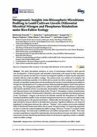 Metagenomic Insights into Rhizospheric Microbiome Profiling in Lentil Cultivars Unveils Differential Microbial Nitrogen and Phosphorus Metabolism under Rice-Fallow Ecology Metagenomic Insights into Rhizospheric Microbiome Profiling in Lentil Cultivars Unveils Differential Microbial Nitrogen and Phosphorus Metabolism under Rice-Fallow Ecology