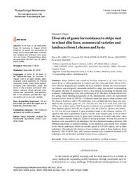 Diversity of genes for resistance to stripe rust in wheat elite lines, commercial varieties and landraces from Lebanon and Syria Diversity of genes for resistance to stripe rust in wheat elite lines, commercial varieties and landraces from Lebanon and Syria