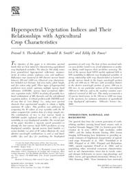Hyperspectral Vegetation Indices for Determining Agricultural Crop Characteristics Hyperspectral Vegetation Indices for Determining Agricultural Crop Characteristics