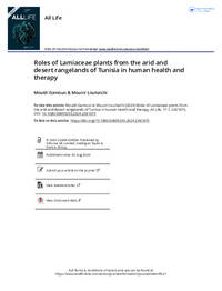 Roles of Lamiaceae plants from the arid and desert rangelands of Tunisia inhuman health and therapy