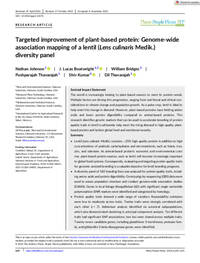 Targeted improvement of plant-based protein: Genome-wide association mapping of a lentil (Lens culinaris Medik.) diversity panel Targeted improvement of plant-based protein: Genome-wide association mapping of a lentil (Lens culinaris Medik.) diversity panel