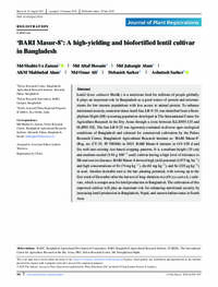 ‘BARI Masur-8’: A high-yielding and biofortified lentil cultivar in Bangladesh ‘BARI Masur-8’: A high-yielding and biofortified lentil cultivar in Bangladesh