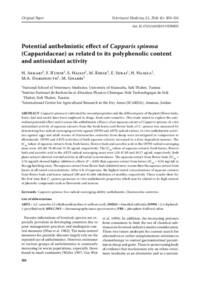Potential anthelmintic effect of Capparis spinosa (Capparidaceae) as related to its polyphenolic content and antioxidant activity Potential anthelmintic effect of Capparis spinosa (Capparidaceae) as related to its polyphenolic content and antioxidant activity