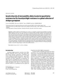Genetic diversity of microsatellite alleles located at quantitative resistance loci for Ascochyta blight resistance in a global collection of chickpea germplasm Genetic diversity of microsatellite alleles located at quantitative resistance loci for Ascochyta blight resistance in a global collection of chickpea germplasm
