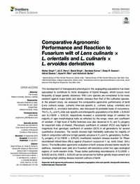 Comparative Agronomy Performance and Reaction to Fusarium Wilt of Lens culinaris X L. orientalis and L. culinaris X L. ervoides derivatives. Comparative Agronomy Performance and Reaction to Fusarium Wilt of Lens culinaris X L. orientalis and L. culinaris X L. ervoides derivatives.