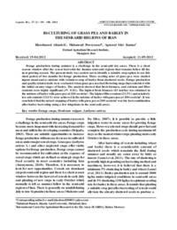 BI-CULTURING OF GRASS PEA AND BARLEY IN THE SEMI-ARID REGIONS OF IRAN BI-CULTURING OF GRASS PEA AND BARLEY IN THE SEMI-ARID REGIONS OF IRAN