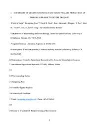 Sensitivity of vegetation indices and gross primary production of tallgrass prairie to severe drought
