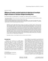 Efficiency of marker-assisted selection in detection of ascochyta blight resistance in Tunisian chickpea breeding lines Efficiency of marker-assisted selection in detection of ascochyta blight resistance in Tunisian chickpea breeding lines