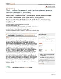 Priority regions for research on dryland cereals and legumes Priority regions for research on dryland cereals and legumes