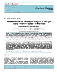 Assessment of the severity and impact of drought spells on rainfed cereals in Morocco Assessment of the severity and impact of drought spells on rainfed cereals in Morocco