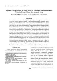 Impact of Climate Changes on Water Resources Availability in the Orontes River Watershed: Case of Homs Governorate in Syria