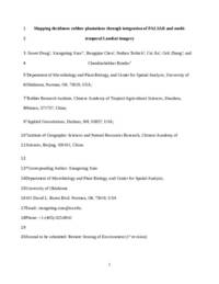 Mapping deciduous rubber plantations through integration of PALSAR and multi-temporal Landsat imagery Mapping deciduous rubber plantations through integration of PALSAR and multi-temporal Landsat imagery