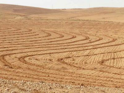 Water harvesting in Jordan using laser-guided Vallerani machines