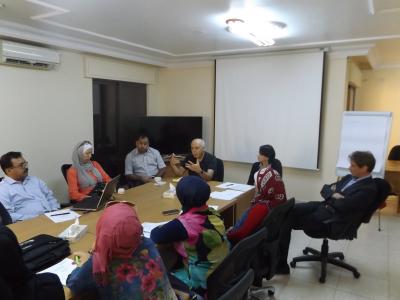 Participants listening intently to Dr. Theib Oweis, Director, Integrated Water and Land Management Program